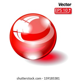 glass sphere, glass ball red isolated on white background vector