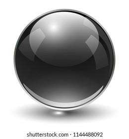 Esfera de vidrio, bola vectorial negra.