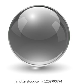Esfera de vidrio, bola vectorial negra.