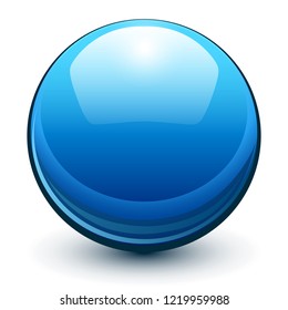 Esfera de vidrio, bola vectorial 3D azul.