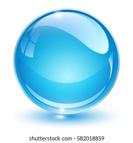 Glass Sphere, Blue 3D Vector Ball.
