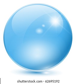 Glass sphere blue, vector.