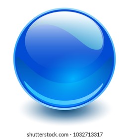Glass sphere, blue vector ball.