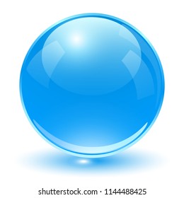 Glass sphere, blue vector ball.