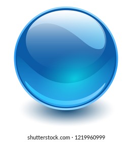 Glass sphere, blue vector ball.