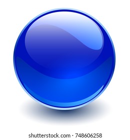 Glass sphere, blue vector ball.