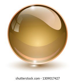 Glass sphere, brown 3D vector ball.