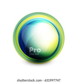 Glass sphere, futuristic abstract element. Vector illustration for your text, photo inside or message.