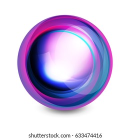 Glass sphere, futuristic abstract element. Vector illustration for your text, photo inside or message.