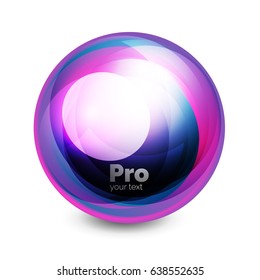 Glass sphere, futuristic abstract element. Vector illustration for your text, photo inside or message.