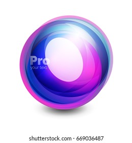 Esfera de vidrio, elemento abstracto futurista. Ilustración vectorial para el texto, foto dentro o mensaje.
