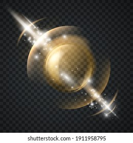 Glass sphere of glowing lights effects isolated on transparent background, abstract magic Illustration