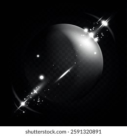 Glass sphere of glowing lights effects, abstract magic Illustration. Graphic concept for your design.