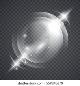 Glass sphere of glowing lights effects isolated on transparent background, abstract magic Illustration