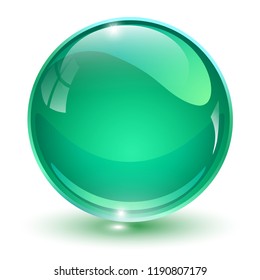 Esfera de vidrio, bola vectorial 3D verde.
