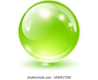 Esfera de vidrio verde, vectorial brillante bola de iconos.