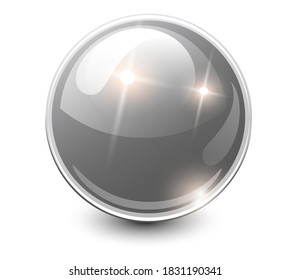 Glaskugel grau, Vektorglänzender Ball.