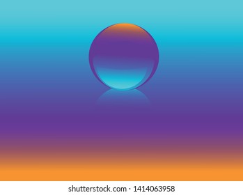 Glass sphere lies on the surface and reflect on it.