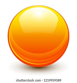 Glass sphere, orange 3D vector ball.