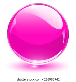 Esfera de vidrio, bola vectorial rosa. 