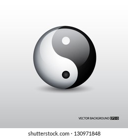 Glass sphere with yin yang. EPS10 vector