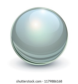 Glass sphere,grey 3D vector ball.