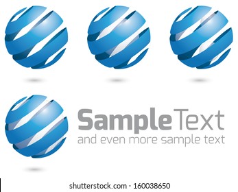Glass Spheres and Ribbon. Collection of four vector logo design elements, easily editable with global color swatches.