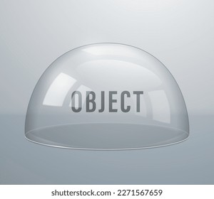 Glass spherical caps or domes. Transparent hemisphere. Vector 3d illustration.