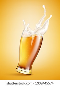 Glass with splashing beer