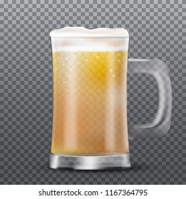 Glass with splashing beer, attractive beer mockup in 3d template. Vector illustration eps10.