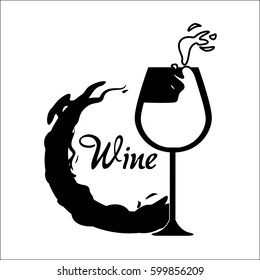 glass splashing with bubble of wine icon