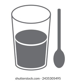 glass and spoon vector icon filled with water