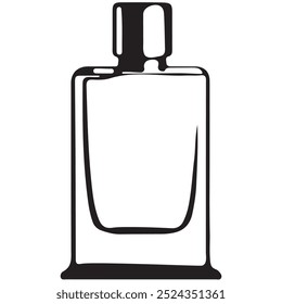 glass square bottle logo icon for various fragrances drawn in line art style, vector