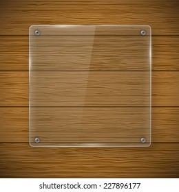 Glass square framework and wood texture. Vector illustration