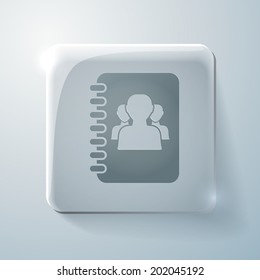 Glass square icon with highlights. phone address book