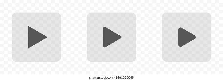 Glass square play button 3d glass icon. Play button logo in red.