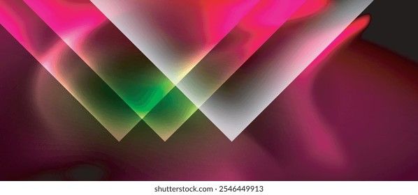 Glass squares with neon shiny light abstract background