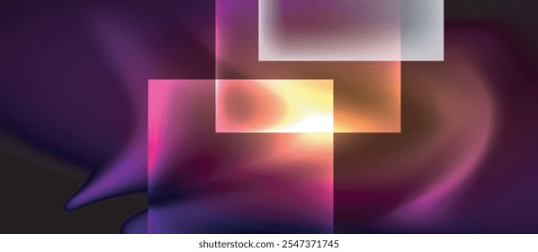 Glass squares with neon shiny light abstract background