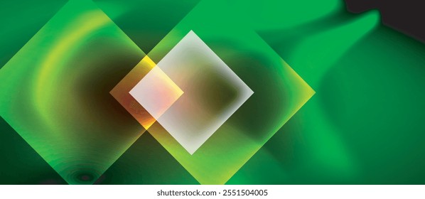 Glass squares with neon shiny light abstract background