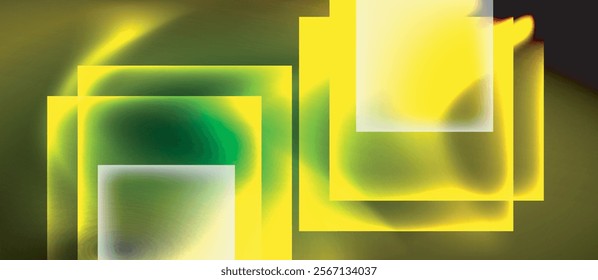 Glass squares with neon shiny light abstract background