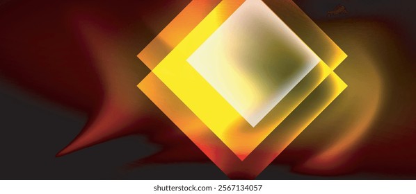 Glass squares with neon shiny light abstract background