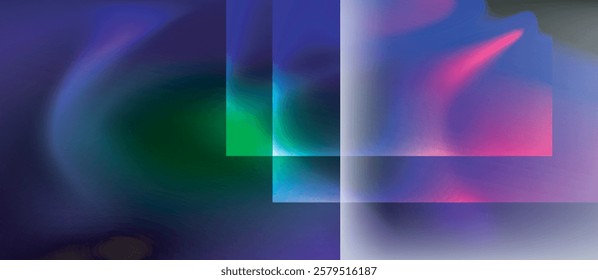 Glass squares with neon shiny light abstract background