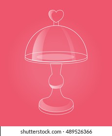 Glass stand for cakes and desserts. Vector illustration. Isolated