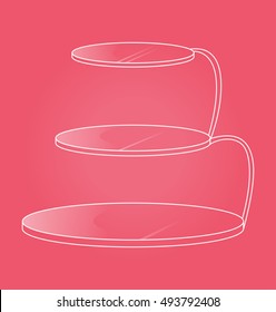 Glass stand for cakes and desserts. Vector illustration. Isolated.