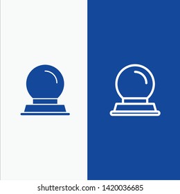 Glass Stand, Decoration, Magic Ball Line and Glyph Solid icon Blue banner Line and Glyph Solid icon Blue banner