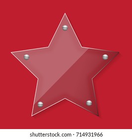 Glass Star Frame on Red Background, Vector