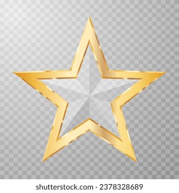 glass star with golden frame, vector illustration