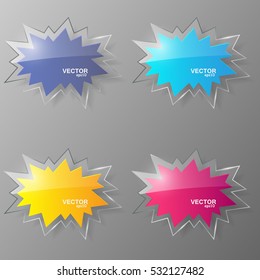 Glass stars set. Vector illustration.