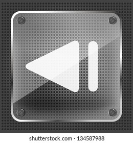 Glass step back (left)  icon on a metallic background