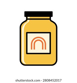 Glass storage jar with rainbow label icon container household packaging illustration preserves decoration